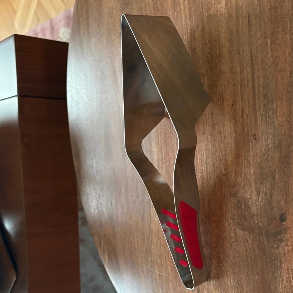 Cake slicer cutter Stainless Steel Tongs with Red accents